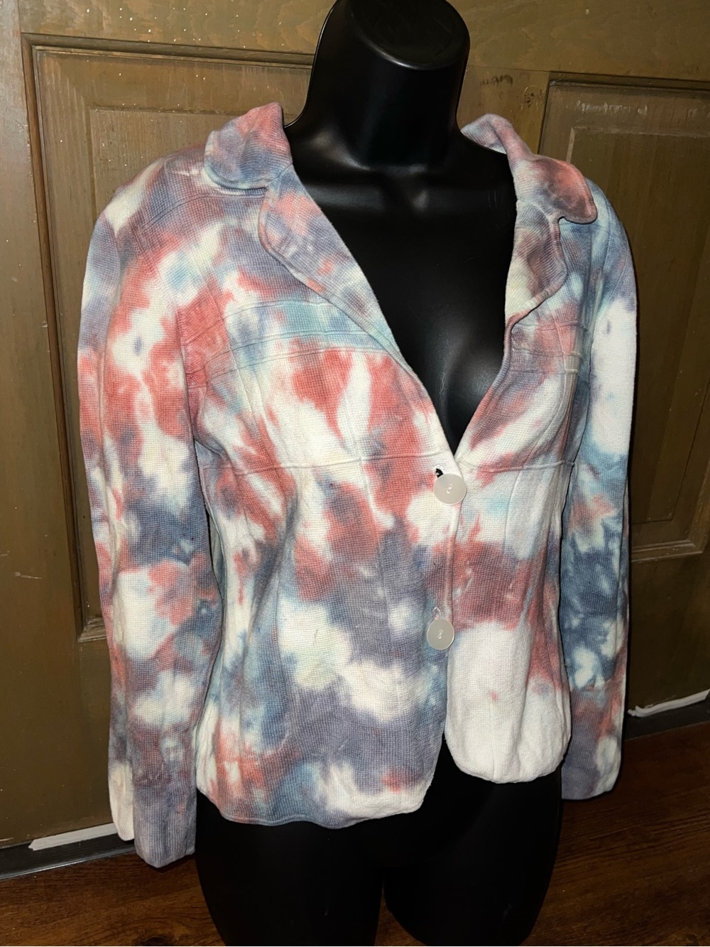 Christopher & Banks White Earthy Tie Dye Boho Hippie Button Up Jacket Size M - Picture 4 of 12